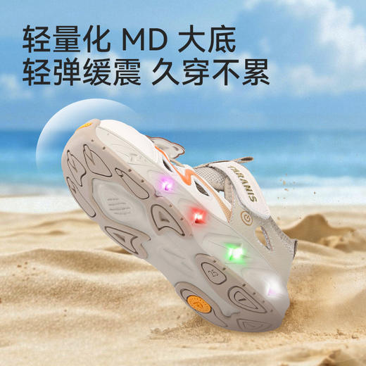 泰兰尼斯儿童凉鞋溯溪鞋2026夏新款男女童运动包头闪灯户外涉水鞋T07X6B8784 商品图3