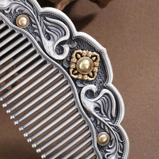 子佩集【凤舞如意】银S999梳子【HSSZ007】原创作品凤凰双色2602 商品图4
