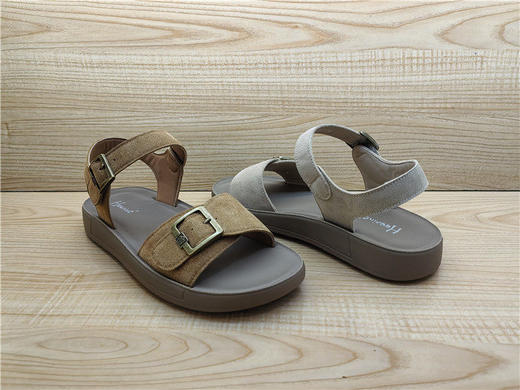 2025豪行正品夏季新款25203602舒适平底露趾凉鞋真皮休闲正品女鞋 商品图2