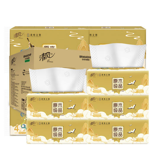 清风 原木金装敦煌联名4层90抽4包*6提 BRM-904B-6T 商品图0