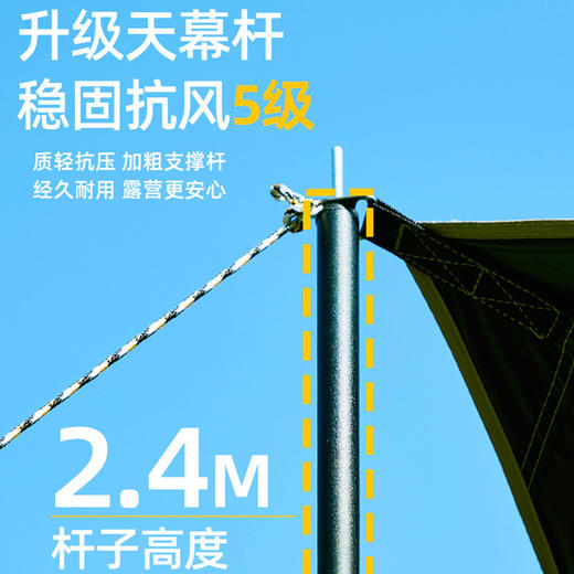 户外露营旅游野炊六角天幕帐篷 加厚防晒防水黑胶天幕 涂银层遮阳棚  露营不怕遮阳天幕 商品图4