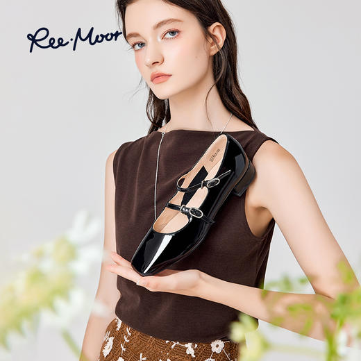 Reemoor睿慕2025年春季法式复古水钻扣带玛丽珍R2V518 商品图1