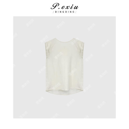 03-5潘依绣丁丁宠粉PanYiXiu/潘依绣【夏日引力】亚麻天丝设计感极简无袖背心 W-62070 商品图0