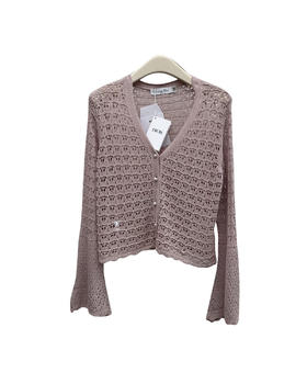 女款棉质刺绣镂空针织开衫fe010