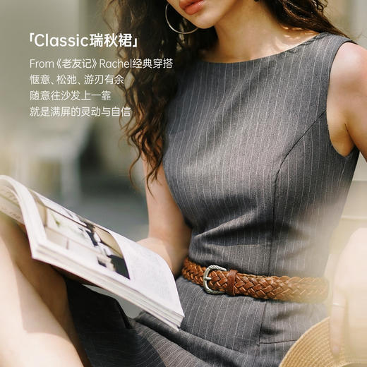 马登灰色轻职场西装瑞秋裙子知识分子无袖背心收腰连衣身长裙女夏 商品图1