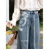 鹿向南「星落花海」蓝色牛仔裤女春季新款高腰宽松拖地长款裤子 商品缩略图2