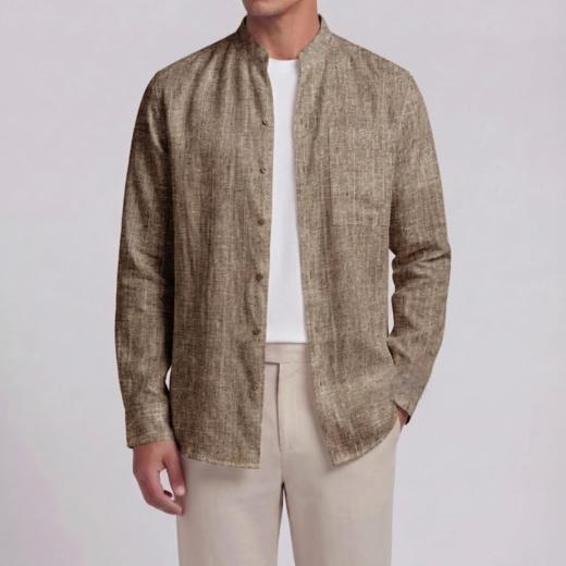 春季新款男士亚麻立领休闲外套 商品图5