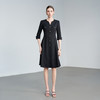 IWY/轻奢黑色连衣裙女七分袖单排扣收腰显瘦西装裙职业通勤长裙 6Q07 商品缩略图0