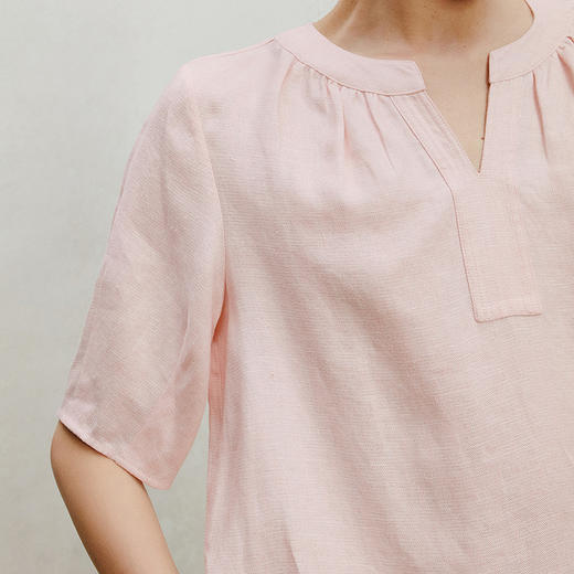 【林栖设计小店】漫芳华|肉粉色花边温柔百搭宽松2026夏新款立领连衣裙1962092 商品图2