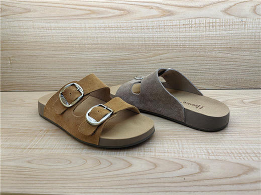 2025豪行夏款专柜正品真皮鞋拖休闲舒适低跟露趾女凉鞋25221287 商品图2