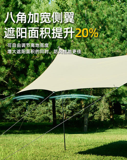 户外露营旅游野炊六角天幕帐篷 加厚防晒防水黑胶天幕 涂银层遮阳棚  露营不怕遮阳天幕 商品图6