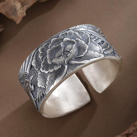 子佩集S999手工银【凤凰牡丹】手镯【ZYG024】原创设计2602