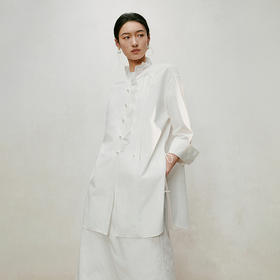 【林栖设计小店】手工系带|白色优雅国风百搭镂空花边2026夏新款纯棉衬衣1962087