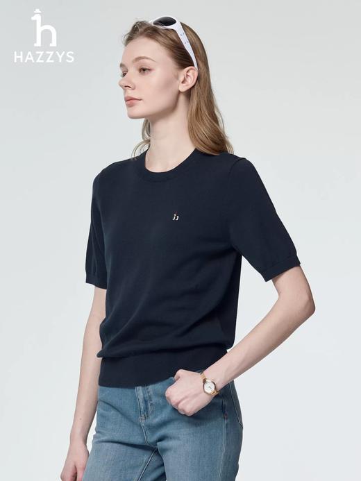 点此购买 哈吉斯女士春季时尚休闲通勤打底圆领短袖针织衫 xj 343638 商品图7