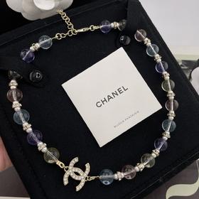 HD17 香奈儿 琉璃彩珠双c项链