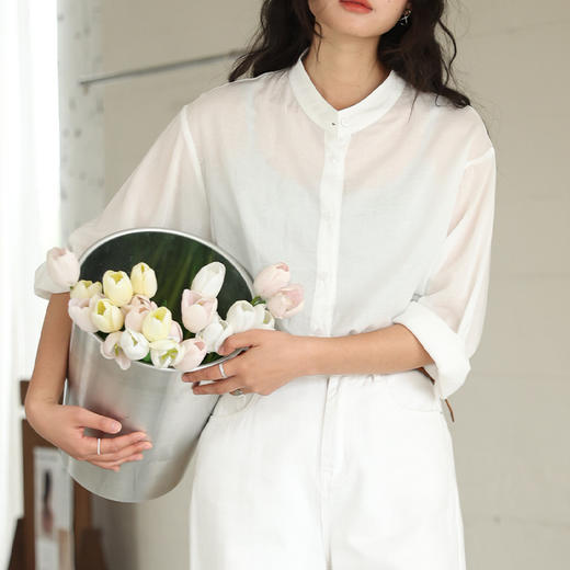 壳木KEMU 天丝亚麻衬衫 柔软亲肤 宽松舒适 立领衬衫9749/老钱风衬衫9751 商品图7