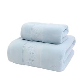 PLOVER啄木鸟 纯棉雕花毛巾套装（1条毛巾+1条浴巾）颜色随机 ZMN-MJ016