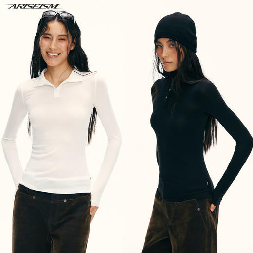 Ariseism黑标莱赛尔羊毛混纺翻领长袖女春季新款上衣 商品图1