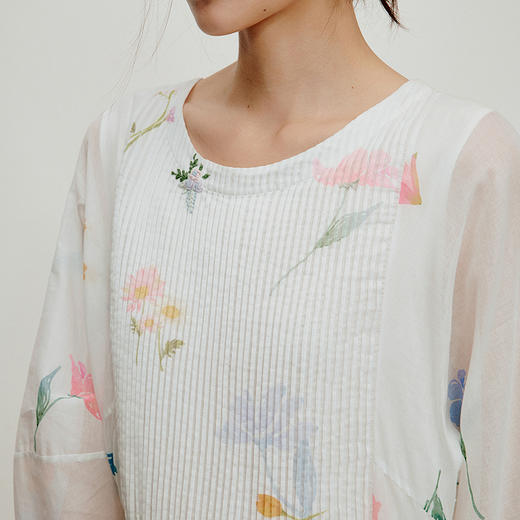 【林栖设计小店】手工系带|绣花婴儿棉压褶百搭宽松2026夏新款印花连衣裙1962141 商品图2