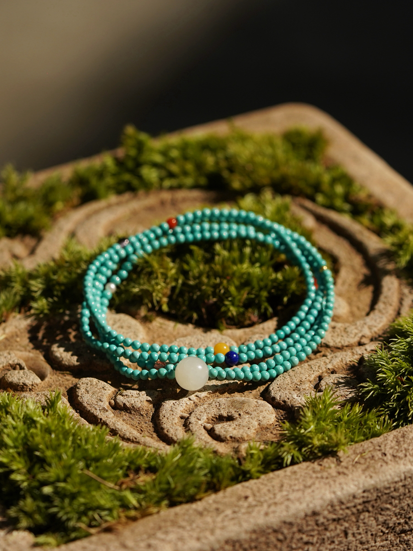 和田玉绿松mini手串