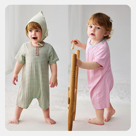 迷你巴拉巴拉婴儿衣服柔软亲肤莫代尔凉感透气宝宝居家连体衣夏季 商品图3