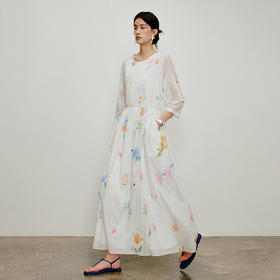 【林栖设计小店】手工系带|绣花婴儿棉压褶百搭宽松2026夏新款印花连衣裙1962141