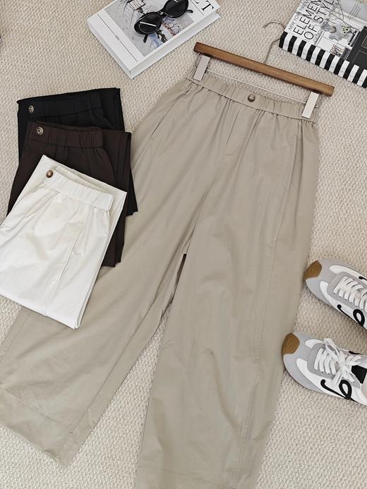 【四色可选】耐尔 松紧腰休闲阔腿女裤 商品图11