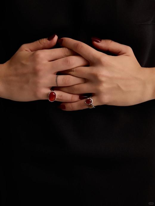 Wen*s  KISS系列 复古红玛瑙/虎眼石戒指 商品图3