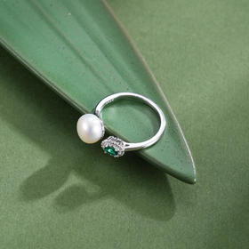 子佩集【光华岁月】银S925珍珠惜王妃戒指【RM0507-XF】绿椭圆2602