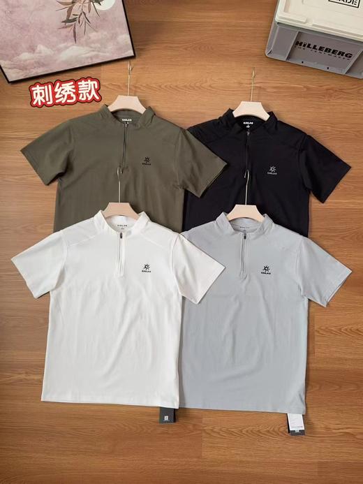 F032732夏季新款男子立领半拉链刺绣速干透气跑步运动休闲短袖T恤 商品图0