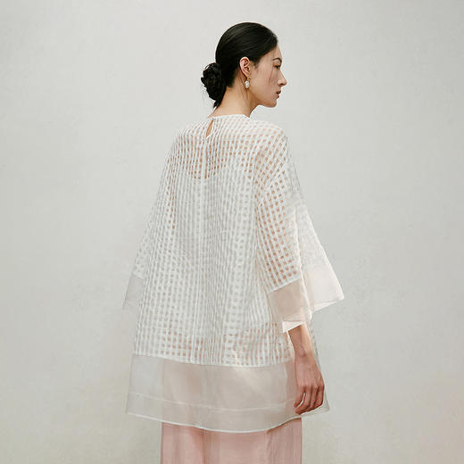 【林栖设计小店】手工钉花|时装周同款格纹绣花2026夏新款国风衬衣两件套1962191 商品图5