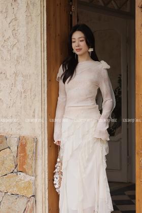 【门店同款】ENJOY夏季落樱浅粉飘带上衣 170693111