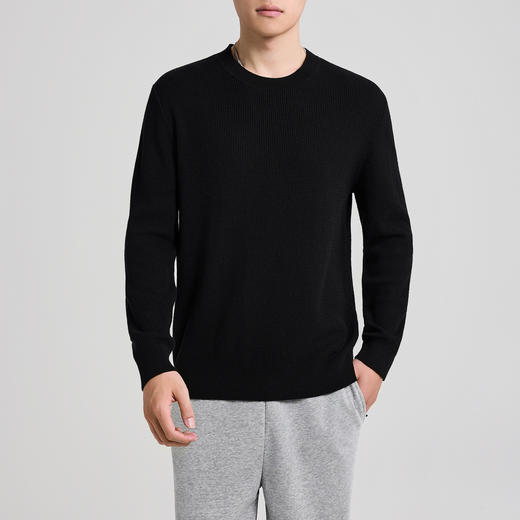 墨麦客男装羊毛混纺毛衣男新款提花基础圆领针织衫男21988 商品图2