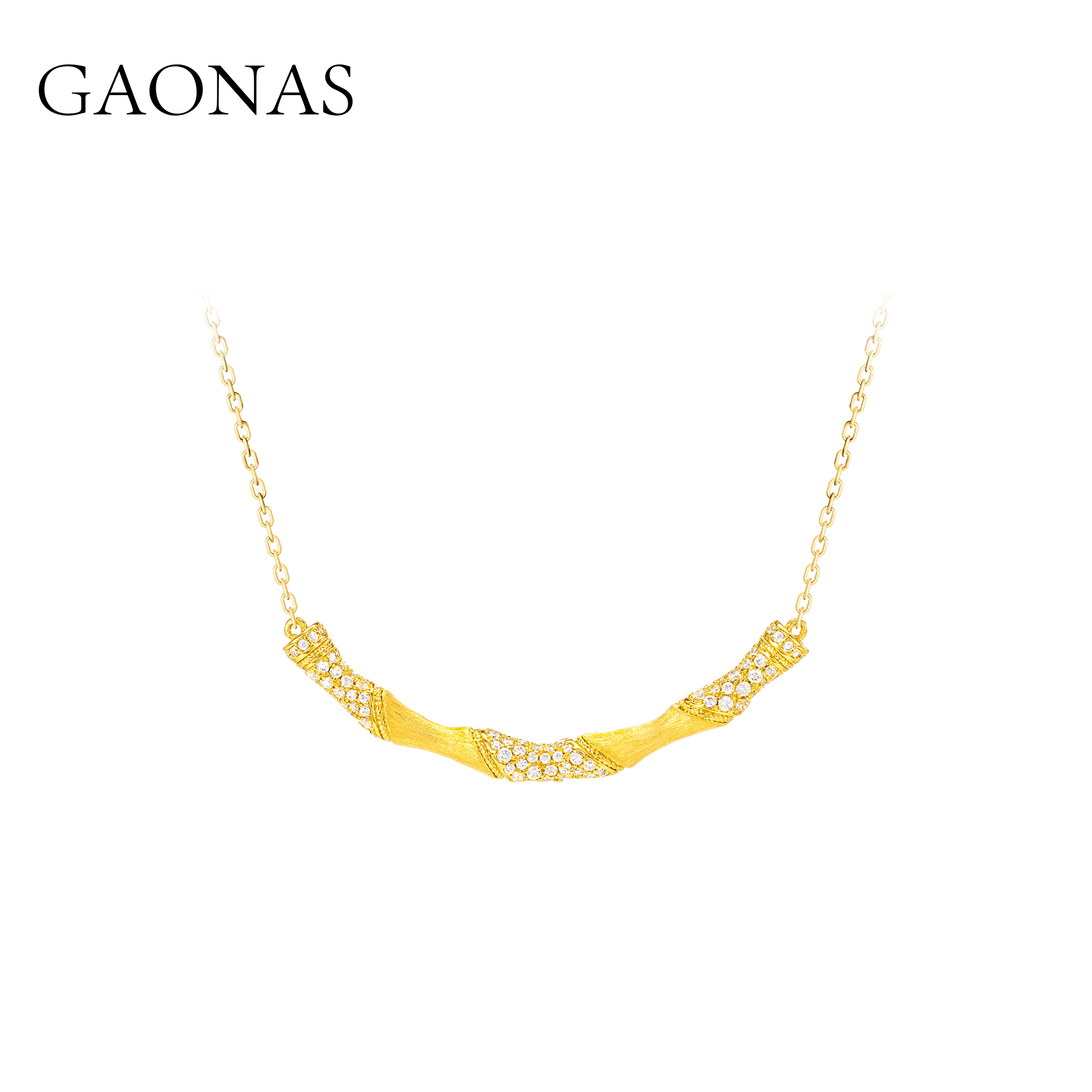 GAONAS   亭亭轩竹照 金色中式贵气项链11935XGO