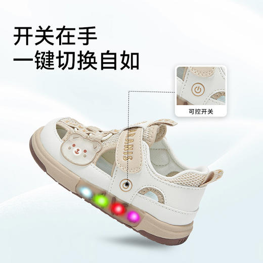 泰兰尼斯童鞋夏新款男女宝宝凉鞋闪灯透气防滑学步鞋镂空学步板鞋T07T6B8819 商品图2