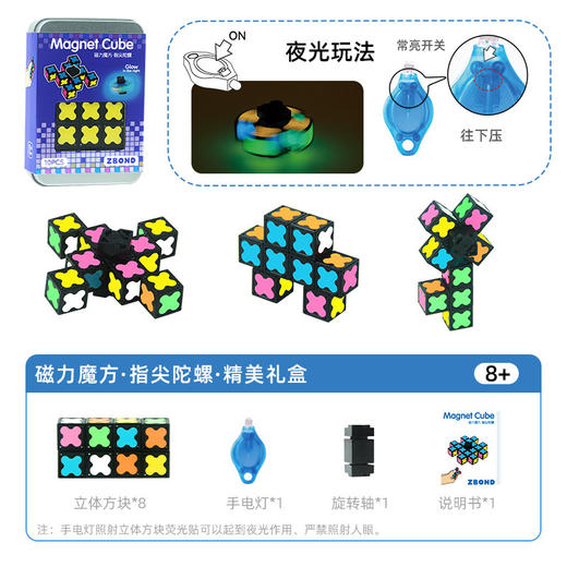 福利💥【赠铁盒收纳】ZBOND超好玩的指尖解压积木陀螺 在指尖感受平衡推理 空间建构 几何思维 魔方积木口袋小玩具 商品图5