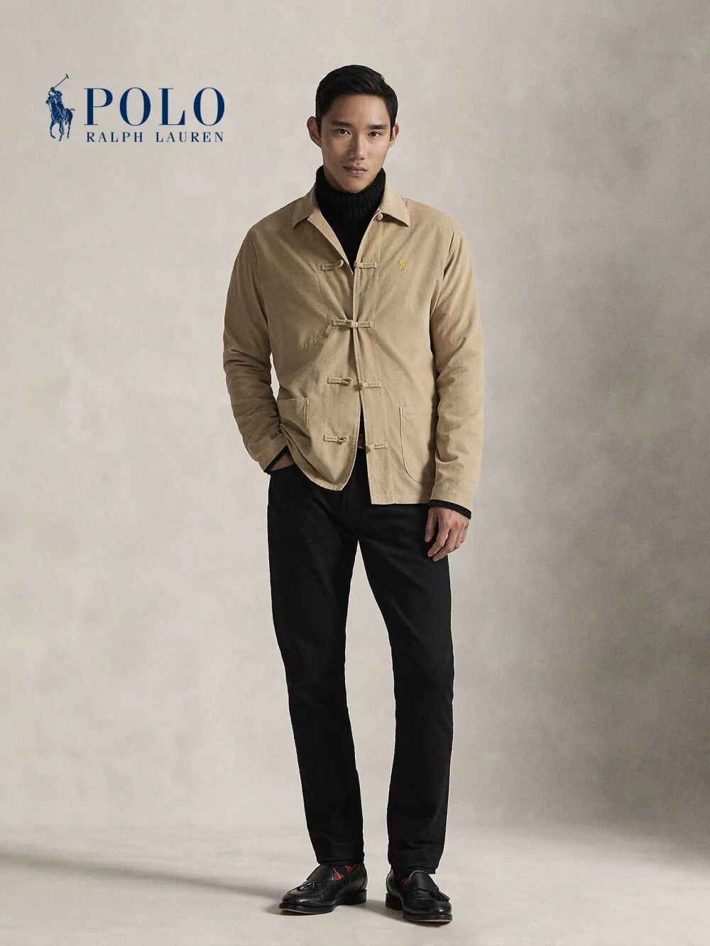 劳伦家100棉水洗灯芯绒！春秋男士新中式国风盘扣翻领夹克外套