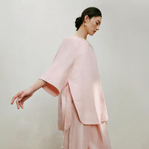 【林栖设计小店】手工挂饰|温柔新中式改良氅衣2026夏新款宽松百搭衬衣1962102 商品图4