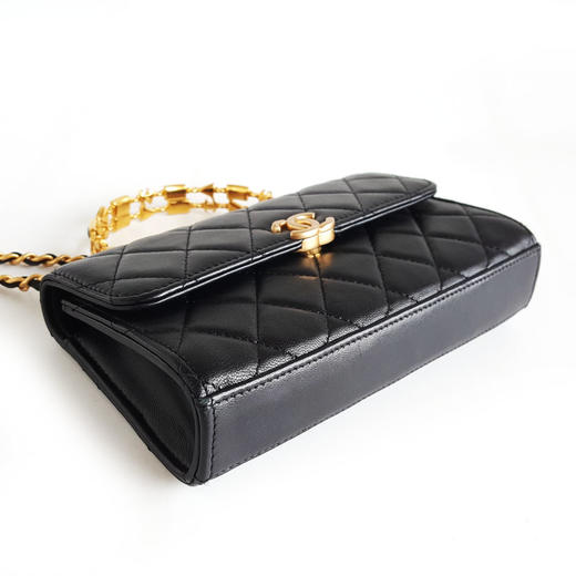 【95新】CHANEL香奈儿AP2946B0884294305 22B黑金羊皮珐琅手柄款单肩斜挎手提包女士230326AK25 商品图6