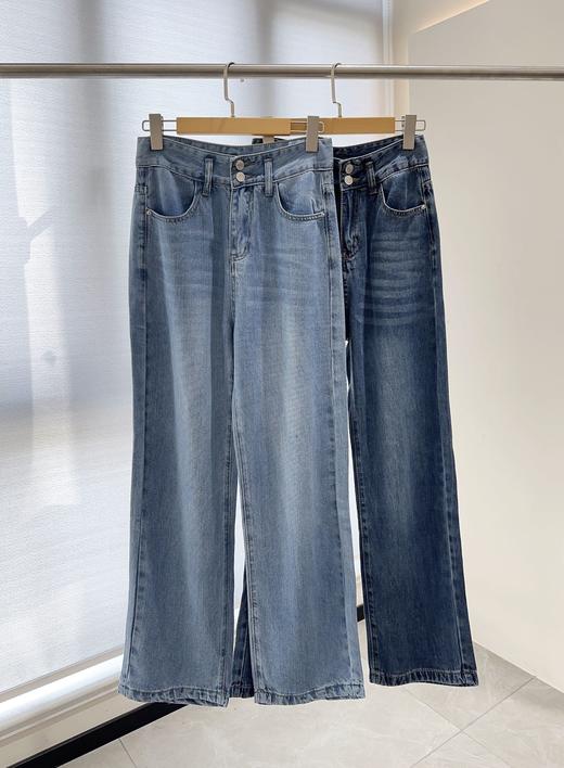 新款微直筒两粒扣高腰不挑腿型360°四面超弹土耳其牛仔裤 商品图10