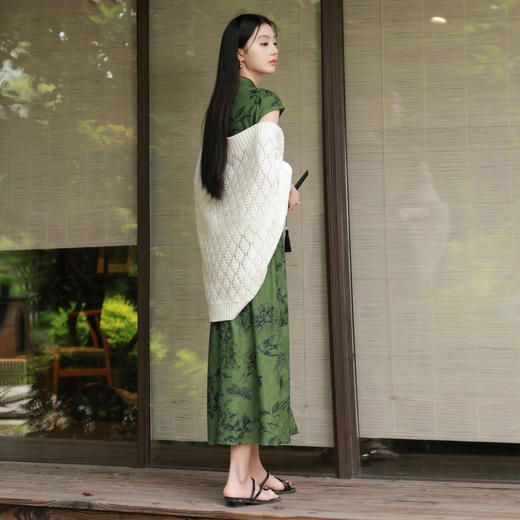 三彩2026新款镂空针织披肩复古优雅气质约会出游旅行旗袍外搭茶会 商品图3