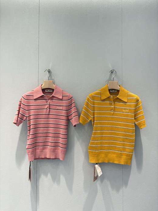 Miu* 26Ss春夏新款 撞色条纹棉质Polo短袖针织衫（MM） 商品图14