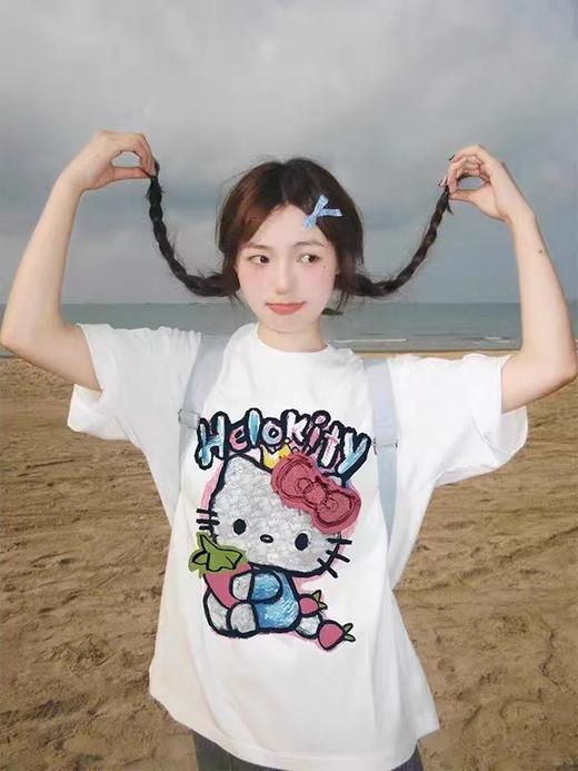 <曾小咸推荐>3.29 Kitty猫印花纯棉短袖 日常109！！前600单活动价49 ！！【预售款，预计3-15天发货】 商品图2