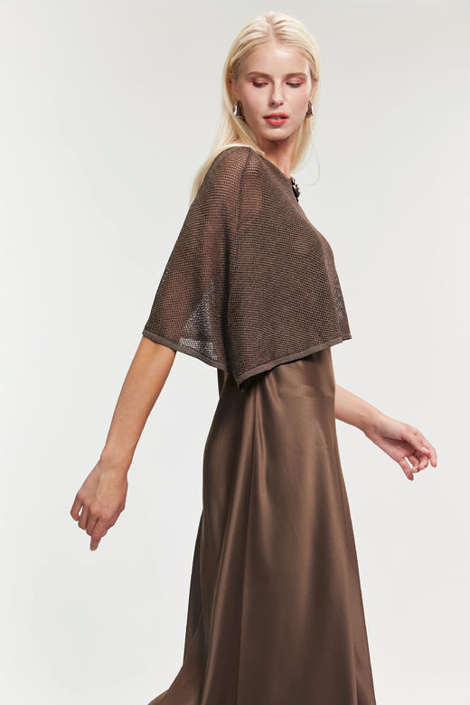 SAFICOO 时尚百搭 斗篷式镂空针织短款披肩 商品图2