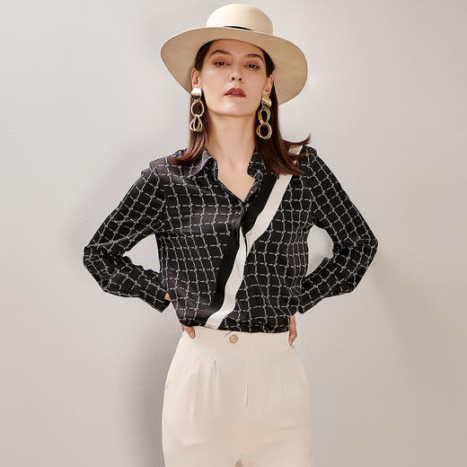 【撞色拼接】芳外新款夏季顺滑亲肤舒适薄款女式衬衫0539 商品图2