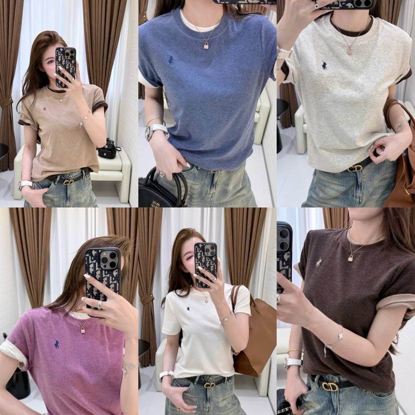 328-1 一周发‼️渠道货 细腻磨绒超弹力 小马圆领短袖T恤 别家298😂 自留L 超级好穿