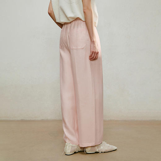 【林栖设计小店】漫芳华|手钉贝壳牌肉粉色压褶宽松2026夏新款萝卜裤子1962105 商品图3