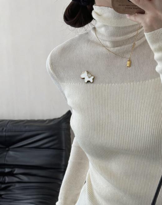 直发【一组三只】比奈鹿·开年暴富，天然贝母小马胸针 商品图5