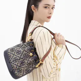 【爆款老花水桶】Tory Burch/汤丽柏琦 T MONOGRAM 提花斜挎水桶包 香港直邮  清关约7个工作日-w 商品图4