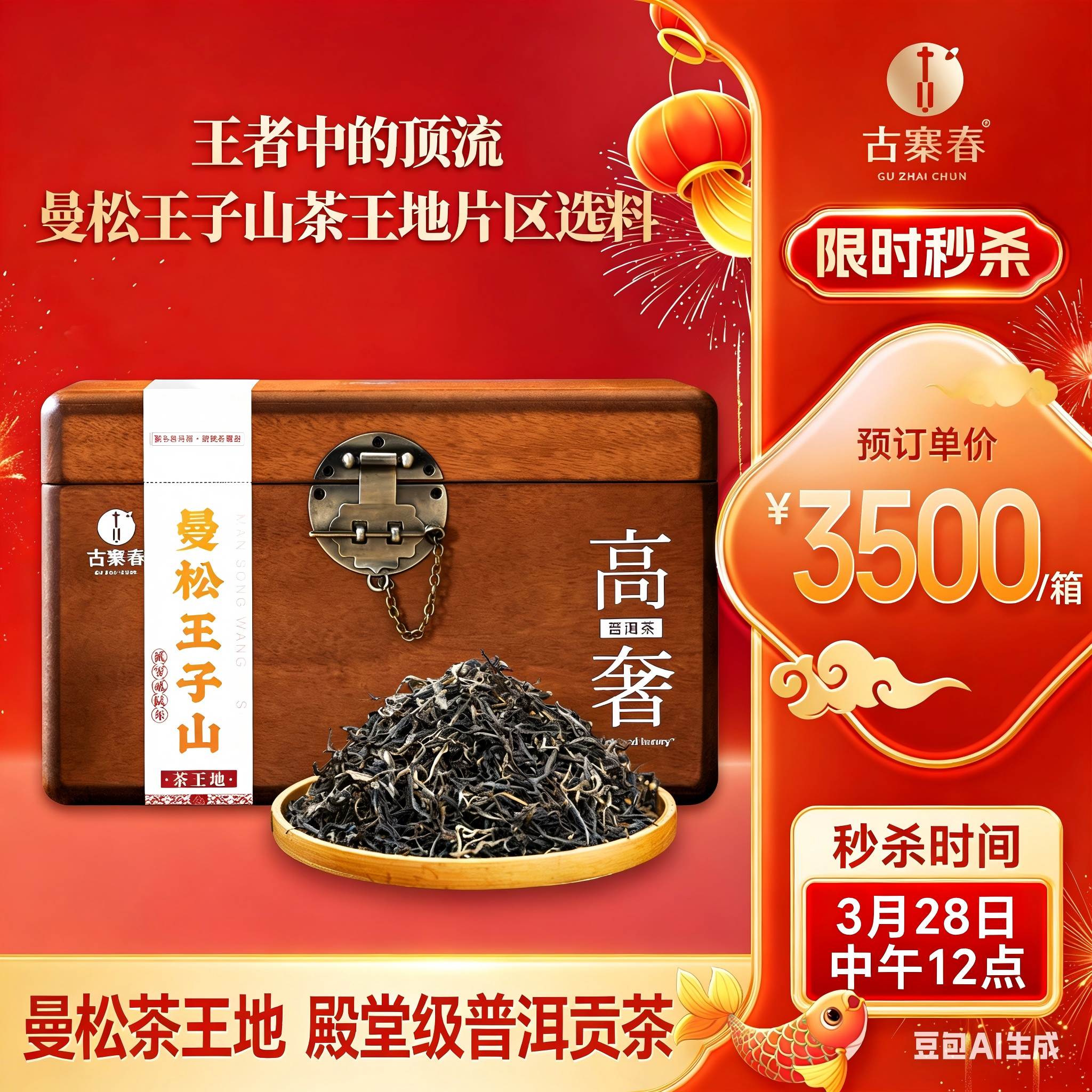 3月28日中午12点【曼松王子山茶王地】2026年头春头采易武曼松王子山茶王地核心片区 王者中的顶流蕞接近茶王树的口感！